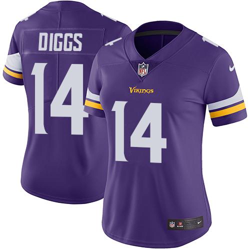 Women 2019 Minnesota Vikings #14 Diggs Purple Nike Vapor Untouchable Limited NFL Jersey->minnesota vikings->NFL Jersey